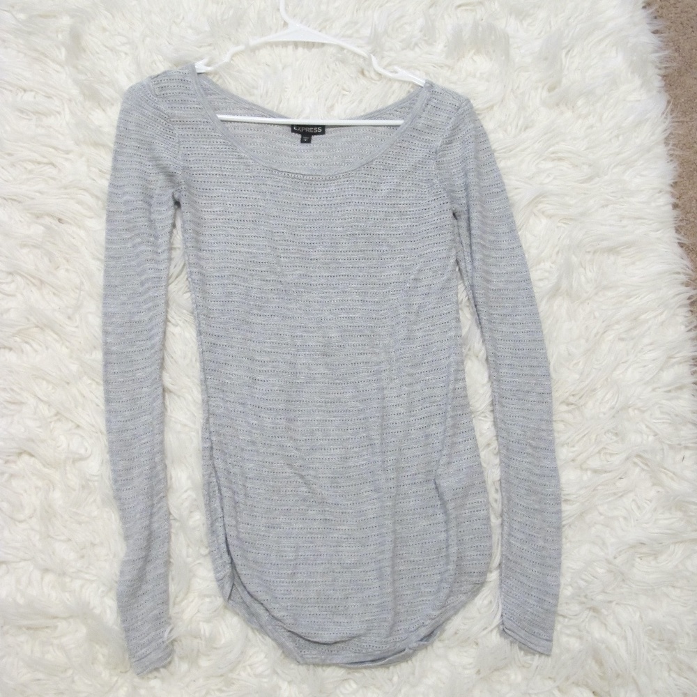 Women's Express Long Sleeve Grey date night chic shirt Top Size Small Grey GUC - Picture 4 of 6